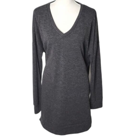 V-Neck Sweater by Bellamie  Gray with pockets Oversized Large - Picture 1 of 5